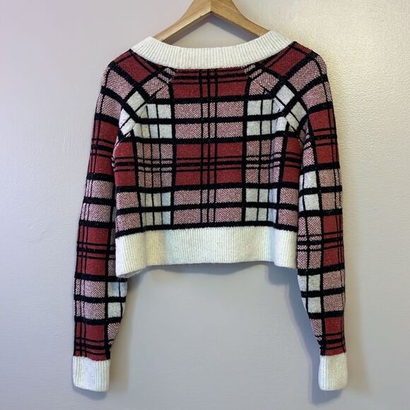 Altar'd State Red and White Plaid Sweater - Picture 2 of 9